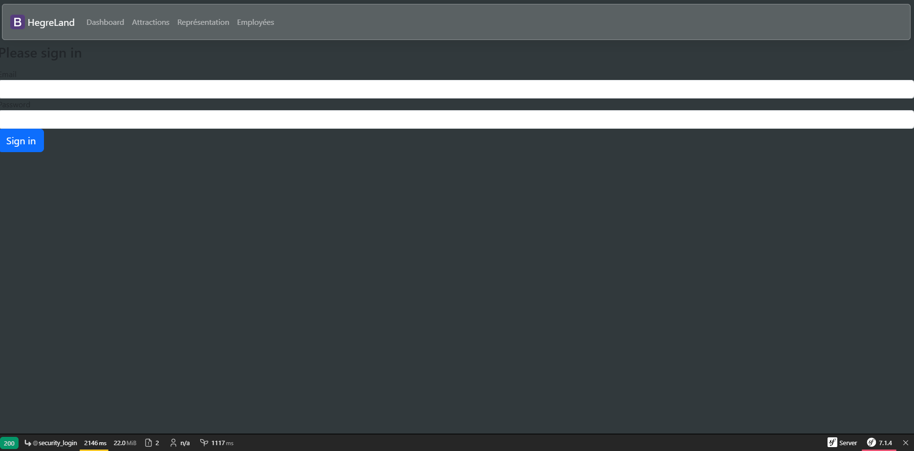 Capture du projet Symfony